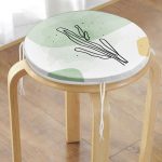 - RealHomes Yuvarlak Fermuarlı Minder - Realhomes  Soft Renkli Onedraw Yaprak Temalı Dijital Baskılı Modern Yuvarlak Fermuarlı Sandalye Minderi Realhomes