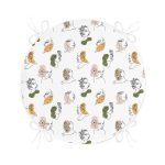 - RealHomes Yuvarlak Fermuarlı Minder - Realhomes  Beyaz Zeminde Bayan Desenli Dijital Baskılı Modern Yuvarlak Fermuarlı Sandalye Minderi Realhomes