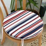 - RealHomes Yuvarlak Fermuarlı Minder - Realhomes  Beyaz Zeminde Renkli Çizgi Detaylı Dijital Baskılı Modern Yuvarlak Fermuarlı Sandalye Minderi Realhomes