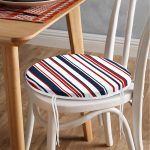 - RealHomes Yuvarlak Fermuarlı Minder - Realhomes  Beyaz Zeminde Renkli Çizgi Detaylı Dijital Baskılı Modern Yuvarlak Fermuarlı Sandalye Minderi Realhomes