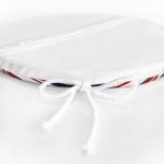 - RealHomes Yuvarlak Fermuarlı Minder - Realhomes  Beyaz Zeminde Renkli Çizgi Detaylı Dijital Baskılı Modern Yuvarlak Fermuarlı Sandalye Minderi Realhomes