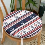 - RealHomes Yuvarlak Fermuarlı Minder - Realhomes Bordo Lacivert Renkli Çapa Dümen Temalı Dijital Baskılı Modern Yuvarlak Fermuarlı Sandalye Minderi Realhomes