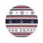 - RealHomes Yuvarlak Fermuarlı Minder - Realhomes Bordo Lacivert Renkli Çapa Dümen Temalı Dijital Baskılı Modern Yuvarlak Fermuarlı Sandalye Minderi Realhomes