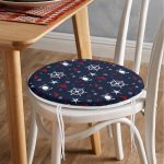 - RealHomes Yuvarlak Fermuarlı Minder - Realhomes  Lacivert Zeminli Renkli Yunus Desenli Dijital Baskılı Modern Yuvarlak Fermuarlı Sandalye Minderi Realhomes