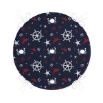 - RealHomes Yuvarlak Fermuarlı Minder - Realhomes  Lacivert Zeminli Renkli Yunus Desenli Dijital Baskılı Modern Yuvarlak Fermuarlı Sandalye Minderi Realhomes