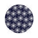 - RealHomes Yuvarlak Fermuarlı Minder - Realhomes  Lacivert Zeminli Beyaz Kar tanesi Desenli Dijital Baskılı Modern Yuvarlak Fermuarlı Sandalye Minderi Realhomes