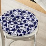 - RealHomes Yuvarlak Fermuarlı Minder - Realhomes Beyaz Zeminli Soft Renkli Yapraklı Dijital Baskılı Modern Yuvarlak Fermuarlı Sandalye Minderi Realhomes