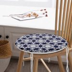 - RealHomes Yuvarlak Fermuarlı Minder - Realhomes Beyaz Zeminli Soft Renkli Yapraklı Dijital Baskılı Modern Yuvarlak Fermuarlı Sandalye Minderi Realhomes