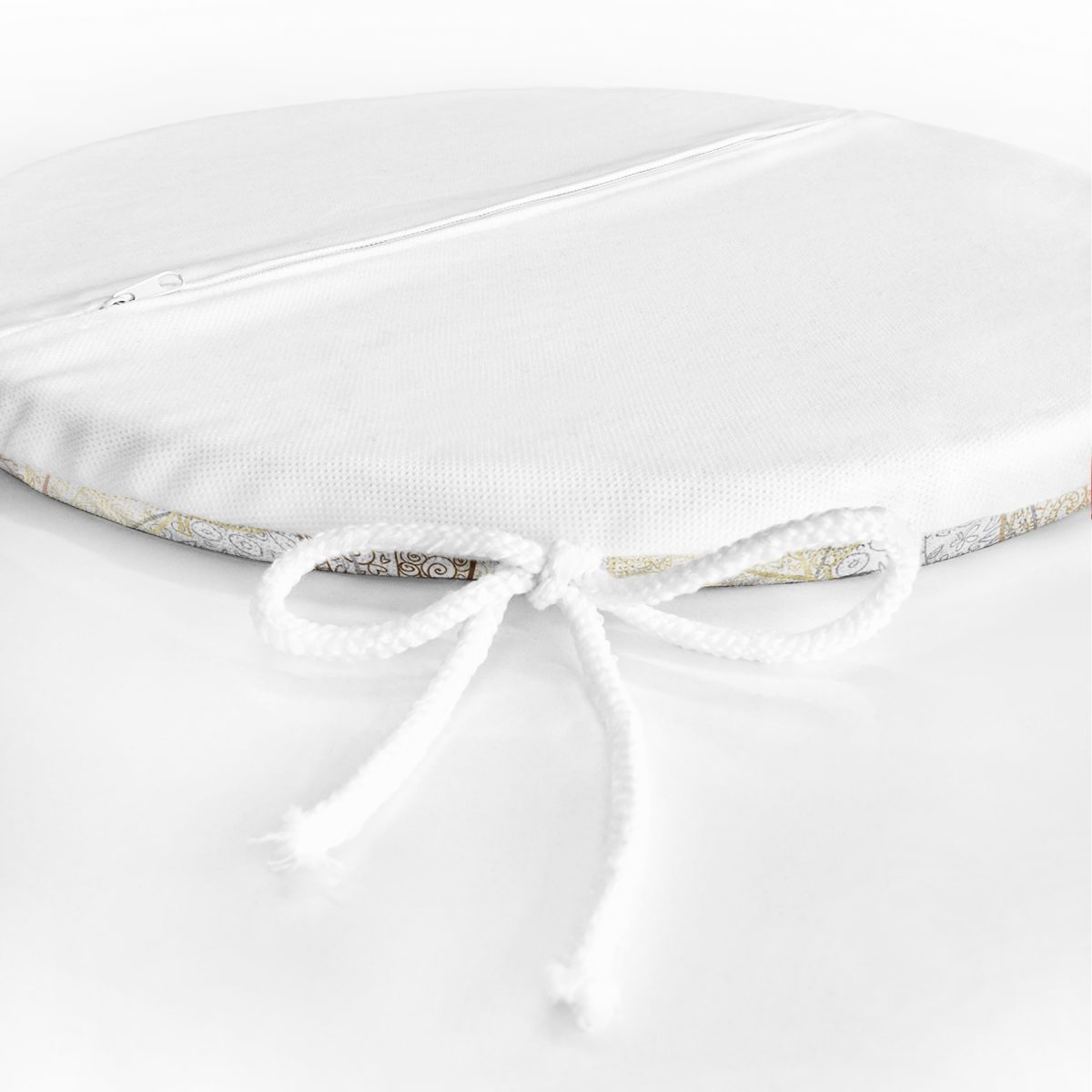 Beyaz Zeminli Soft Renkli Yapraklı Dijital Baskılı Modern Yuvarlak Fermuarlı Sandalye Minderi Realhomes
