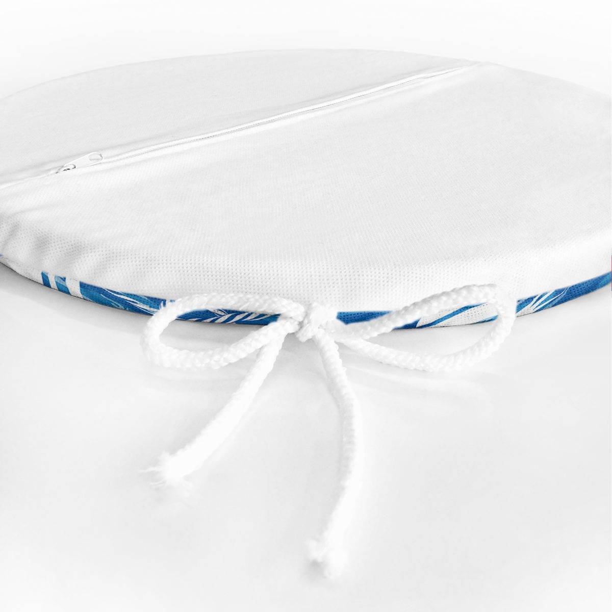 Mavi Beyaz Zeminli Yelken Desenli Dijital Baskılı Modern Yuvarlak Fermuarlı Sandalye Minderi Realhomes