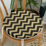 Siyah Zeminde Gold Kalp Desenli Dijital Baskılı Modern Yuvarlak Fermuarlı Sandalye Minderi Realhomes