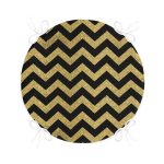 Siyah Zeminde Gold Kalp Desenli Dijital Baskılı Modern Yuvarlak Fermuarlı Sandalye Minderi Realhomes