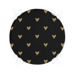 - RealHomes Yuvarlak Fermuarlı Minder - Realhomes  Siyah Zeminde Gold Puantiyeli Dijital Baskılı Modern Yuvarlak Fermuarlı Sandalye Minderi Realhomes