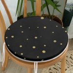 - RealHomes Yuvarlak Fermuarlı Minder - Realhomes Gold Zeminde Yatay Siyah Çizgili Dijital Baskılı Modern Yuvarlak Fermuarlı Sandalye Minderi Realhomes