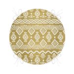 - RealHomes Yuvarlak Fermuarlı Minder - Realhomes  Gold Zeminde Beyaz Bohem Çizimli Dijital Baskılı Modern Yuvarlak Fermuarlı Sandalye Minderi Realhomes