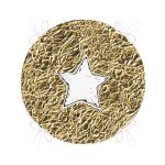 Gold Zeminli Beyaz Yıldız Desenli Dijital Baskılı Modern Yuvarlak Fermuarlı Sandalye Minderi Realhomes