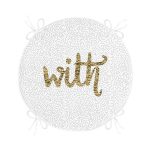 - RealHomes Yuvarlak Fermuarlı Minder - Realhomes Beyaz Zeminli Gold Renkli With Yazılı Dijital Baskılı Modern Yuvarlak Fermuarlı Sandalye Minderi Realhomes