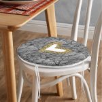 - RealHomes Yuvarlak Fermuarlı Minder - Realhomes  Siyah Onedraw Çizimli Gold Renkli Kalp Desenli Dijital Baskılı Modern Yuvarlak Fermuarlı Sandalye Minderi Realhomes