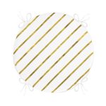 Beyaz Zemin Üzerinde Gold Renkli Yatay Çizgili Dijital Baskılı Modern Yuvarlak Fermuarlı Sandalye Minderi Realhomes