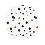 - RealHomes Yuvarlak Fermuarlı Minder - Realhomes Beyaz Zeminde Gold Ve Siyah Renkli Pauntiyeler Dijital Baskılı Modern Yuvarlak Fermuarlı Sandalye Minderi Realhomes