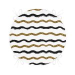 - RealHomes Yuvarlak Fermuarlı Minder - Realhomes  Beyaz Zemin Üzerinde Gold Ve Siyah Renkli Çizgiler Dijital Baskılı Modern Yuvarlak Fermuarlı Sandalye Minderi Realhomes