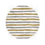 - RealHomes Yuvarlak Fermuarlı Minder - Realhomes  Beyaz Zeminde Gold Ve Siyah Çizgili Dijital Baskılı Modern Yuvarlak Fermuarlı Sandalye Minderi Realhomes