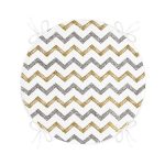 - RealHomes Yuvarlak Fermuarlı Minder - Realhomes Beyaz Zeminde Gold Ve Siyah Çizgili Dijital Baskılı Modern Yuvarlak Fermuarlı Sandalye Minderi Realhomes