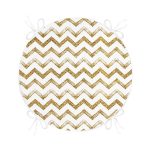 - RealHomes Yuvarlak Fermuarlı Minder - Realhomes  Beyaz Zeminde Gold Zikzak Desenli Dijital Baskılı Modern Yuvarlak Fermuarlı Sandalye Minderi Realhomes