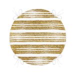 - RealHomes Yuvarlak Fermuarlı Minder - Realhomes  Beyaz Zeminde Gold Renkli Yaprak Desenli Dijital Baskılı Modern Yuvarlak Fermuarlı Sandalye Minderi Realhomes