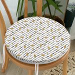 - RealHomes Yuvarlak Fermuarlı Minder - Realhomes  Siyah Beyaz Zeminli Gold Yaprak Desenli Dijital Baskılı Modern Yuvarlak Fermuarlı Sandalye Minderi Realhomes