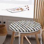 - RealHomes Yuvarlak Fermuarlı Minder - Realhomes  Siyah Beyaz Zeminli Gold Yaprak Desenli Dijital Baskılı Modern Yuvarlak Fermuarlı Sandalye Minderi Realhomes