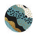 - RealHomes Yuvarlak Fermuarlı Minder - Realhomes Siyah Beyaz Zeminde Gold Detaylı Renkli Çizim Dijital Baskılı Modern Yuvarlak Fermuarlı Sandalye Minderi Realhomes