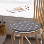 - RealHomes Yuvarlak Fermuarlı Minder - Realhomes Gri Zeminli Kar Tanesi Desenli Dijital Baskılı Modern Yuvarlak Fermuarlı Sandalye Minderi Realhomes