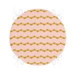 Pudra Zeminde Gold Renkli Zikzak Desenli Dijital Baskılı Modern Yuvarlak Fermuarlı Sandalye Minderi Realhomes