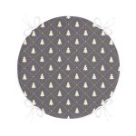 Gri Zeminde Gold Puantiyeli Çam Ağacı Desenli Dijital Baskılı Modern Yuvarlak Fermuarlı Sandalye Minderi Realhomes