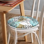 - RealHomes Yuvarlak Fermuarlı Minder - Realhomes  Renkli Zemin Üzerinde Onedraw Çizimli Dijital Baskılı Modern Yuvarlak Fermuarlı Sandalye Minderi Realhomes