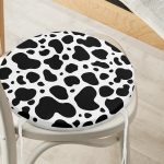 - RealHomes Yuvarlak Fermuarlı Minder - Realhomes  Beyaz Zemin Üzerinde Siyah Puantiye Desenli Dijital Baskılı Modern Yuvarlak Fermuarlı Sandalye Minderi Realhomes