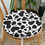 - RealHomes Yuvarlak Fermuarlı Minder - Realhomes  Beyaz Zemin Üzerinde Siyah Puantiye Desenli Dijital Baskılı Modern Yuvarlak Fermuarlı Sandalye Minderi Realhomes