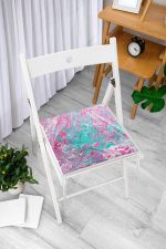 Kırmızı Zemin Üzerinde Beyaz Kar tanesi Desenli Dijital Baskılı Modern Yuvarlak Fermuarlı Sandalye Minderi Realhomes