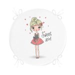 - RealHomes Yuvarlak Fermuarlı Minder - Realhomes  Fashion Girl Dijital Baskılı Modern Yuvarlak Fermuarlı Sandalye Minderi Realhomes