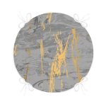 Antrasit Zemin Üzerinde Gold Detaylı Çizim Desenli Dijital Baskılı Modern Yuvarlak Fermuarlı Sandalye Minderi Realhomes