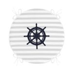 - RealHomes Yuvarlak Fermuarlı Minder - Realhomes  Gri Beyaz Çizgili Çapa Desenli Dijital Baskılı Modern Yuvarlak Fermuarlı Sandalye Minderi Realhomes