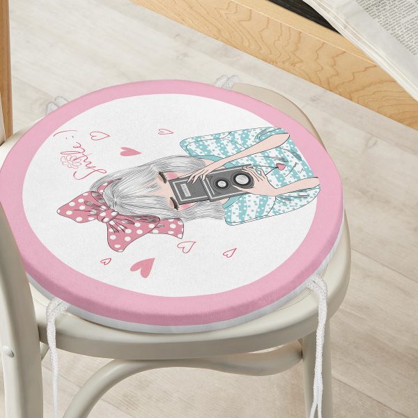 Realhomes Siyah Zeminde Kalpler Özel Tasarımlı Modern Yuvarlak Fermuarlı Sandalye Minderi Realhomes