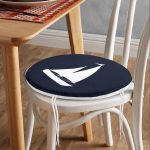- RealHomes Yuvarlak Fermuarlı Minder - Realhomes  Lacivert Zeminli Yelken Desenli Dijital Baskılı Modern Yuvarlak Fermuarlı Sandalye Minderi Realhomes