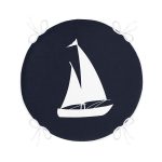 - RealHomes Yuvarlak Fermuarlı Minder - Realhomes  Lacivert Zeminli Yelken Desenli Dijital Baskılı Modern Yuvarlak Fermuarlı Sandalye Minderi Realhomes