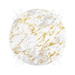 Gri Beyaz Zeminde Gold Detaylı Çizim Dijital Baskılı Modern Yuvarlak Fermuarlı Sandalye Minderi Realhomes