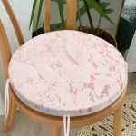 - RealHomes Yuvarlak Fermuarlı Minder - Realhomes  Pudra Zemin Üzerinde Gölge Desenli Dijital Baskılı Modern Yuvarlak Fermuarlı Sandalye Minderi Realhomes