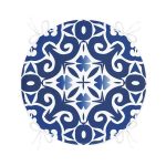 - RealHomes Yuvarlak Fermuarlı Minder - Realhomes  Mavi Zemin Üzerinde Çini Desenli Dijital Baskılı Modern Yuvarlak Fermuarlı Sandalye Minderi Realhomes