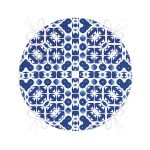 - RealHomes Yuvarlak Fermuarlı Minder - Realhomes  Beyaz Zemin Üzerinde Çini Desenli Dijital Baskılı Modern Yuvarlak Fermuarlı Sandalye Minderi Realhomes