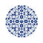 - RealHomes Yuvarlak Fermuarlı Minder - Realhomes  Beyaz Zemin Üzerinde Çini Desenli Dijital Baskılı Modern Yuvarlak Fermuarlı Sandalye Minderi Realhomes